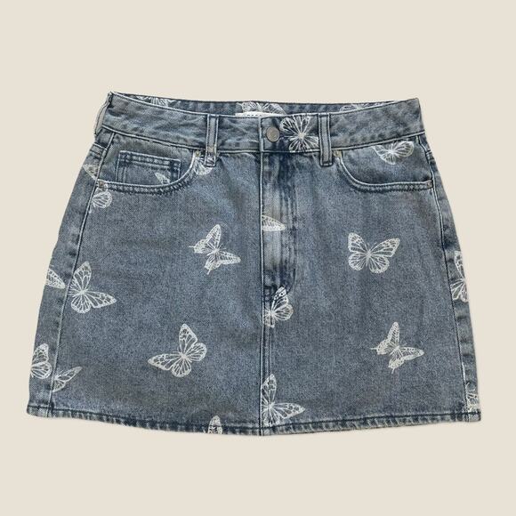 NWT Pacsun Butterfly Denim Skirt - Picture 1 of 4